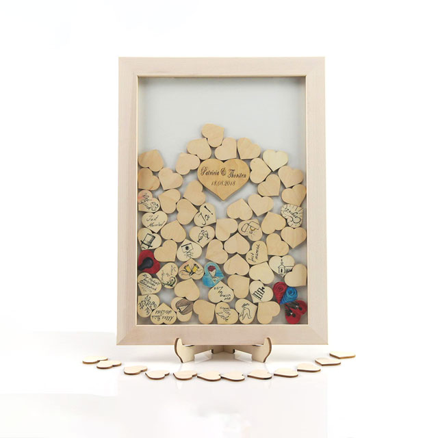 Personalisierbares Gästebuch in Buche massiv Holzrahmen