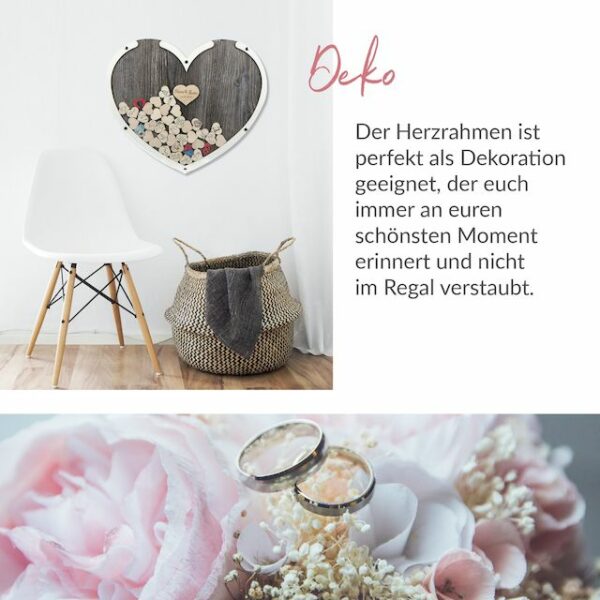Gästebuch Herz - Eiche dunkel - weiß - 60 x 50 – Bild 5