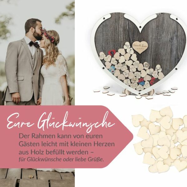 Gästebuch Herz - Eiche dunkel - weiß - 60 x 50 – Bild 6