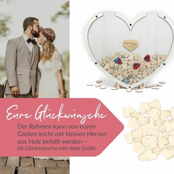 Gästebuch Herz - Eiche weiß - 50 x 40 – Bild 3