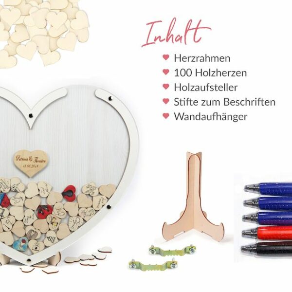 Gästebuch Herz - Eiche weiß - 50 x 40 – Bild 5
