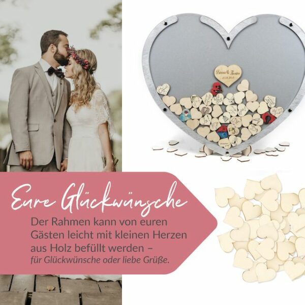 Gästebuch Herz - Silber - 50 x 40 cm – Bild 3