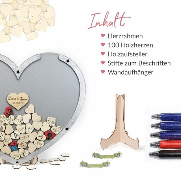 Gästebuch Herz - Silber - 50 x 40 cm – Bild 5