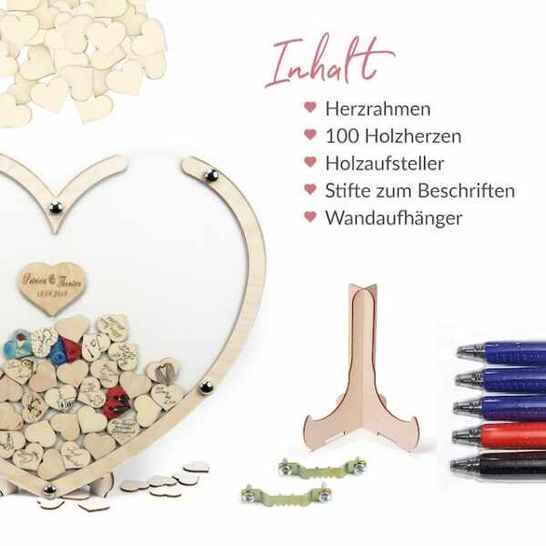 Gästebuch Herz - Weiß - 60 x 50 cm – Bild 5