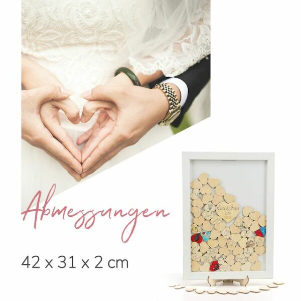 Gästebuch Massivholzrahmen - Buche translucent weiß lackiert - 43 x 31 cm – Bild 2