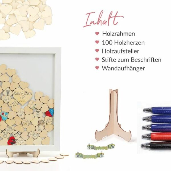 Gästebuch Massivholzrahmen - Buche translucent weiß lackiert - 43 x 31 cm – Bild 4